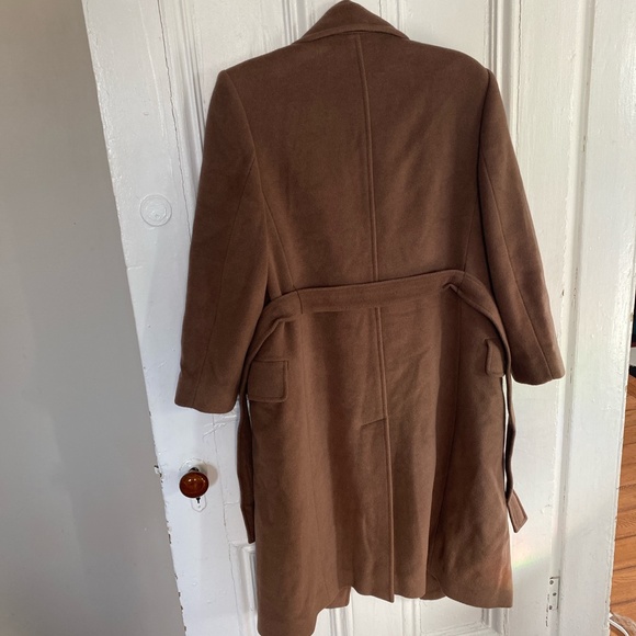 CHOCOLATE BROWN ITALIAN WOOL PEA COAT - Picture 3 of 8